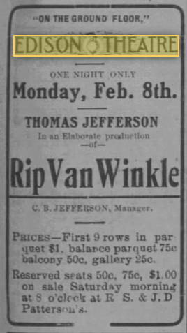 Edison Theatre - 1904 Ad (newer photo)